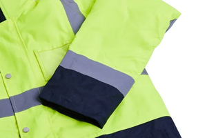 High Visibility Reflective Work <b>Jacket</b> Yellow Black Safety Coat with Reflective Stripes for Road <b>Workers</b> - Product Image 4