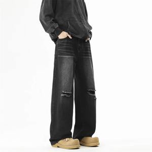 กางเกงยีนส์ผ้ายืดสำหรับผู้ชายออกแบบได้ตามต้องการเสื้อผ้าแนวสตรีทฮิปฮอปสไตล์วินเทจ3D - Product Image 2