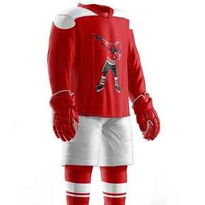 Uniformes de hockey sur glace sublimés Vente en gros de maillots d'équipe personnalisés Vêtements en polyester légers et évacuant l'humidité pour le match - Product Image 5