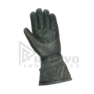 Guantes Largos de Motocicleta de Cuero, Paneles Multicolores, Cuero Real Encerado Blanco Desgastado, Guantes de Motocicleta de Cuero Teñido - Product Image 5