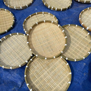 Bandeja de Bambú Tejida, Plato para Servir Aperitivos, Cesta de Mimbre, Decoración de Pared, Cesta de Bambú Tejida a Mano 100% Natural - Product Image 6