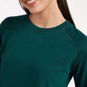 Ropa de mujer, sudaderas cortas cómodas de longitud Regular, forro polar de algodón, Color verde oscuro, ropa informal de invierno de punto - Product Image 3