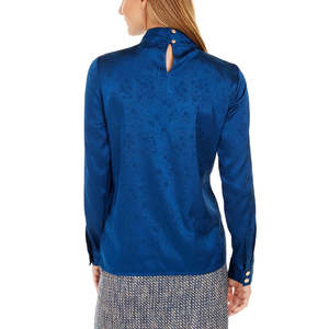 Top a Collo Alto Stampato da Donna Calvin Klein Taglia X-Large in Tessuto Poliestere Blu - Product Image 2