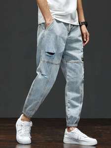 Confortable hommes Cargo Denim jean coupe ample multi-poches Streetwear élégant décontracté Hip Hop mode Denim pantalon - Product Image 5