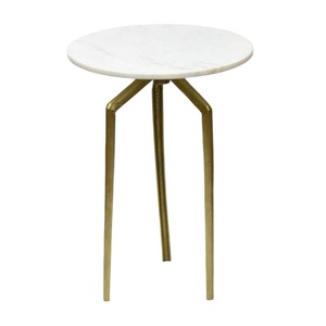 โต๊ะหินอ่อนและอลูมิเนียมทรงกลมพร้อมโต๊ะข้างสำหรับเฟอร์นิเจอร์บ้านโต๊ะกาแฟทรงกลมทำจากโลหะนิกเกิลสามขา - Product Image 2