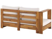 Ensemble de canapés de jardin Haruka Modern Villa avec bois de teck massif et coussins imperméables, finition naturelle pour usage extérieur