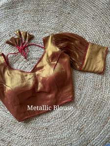 Blouses en soie South Original avec crochet au dos et col en V manches bouffantes vêtements indiens et pakistanais - Product Image 6