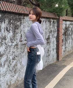 HOOR H0014 Sudadera Corta Ajustada de Manga Corta con Capucha para Mujer, Estilo Coreano, Talla Única, 5 Colores - Product Image 4