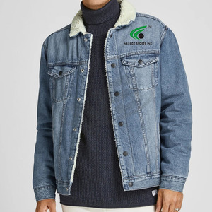 Veste en jean vintage d'hiver de haute qualité pour hommes, vêtements d'extérieur décontractés en coton avec impression de logo sur le devant, couleur unie, service personnalisé OEM - Product Image 1