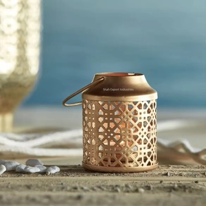 Lumières décoratives du Ramadan et de l'Aïd Mini lanterne à bougie avec vaisselle en métal découpé - Product Image 2