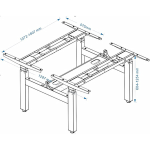 CBNT33-4A3 - Base de table électrique réglable en hauteur pour 2 personnes, base en métal contemporaine à 4 pieds avec 3 articulations pour usage au bureau - Product Image 2