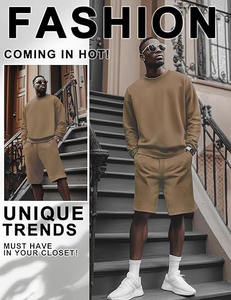 Nouveau haute qualité hommes 100% coton ensemble court imprimé été Streetwear col rond t-shirt survêtement pour OEM hiver adapté - Product Image 3