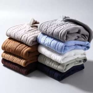 Suéteres de Punto Personalizados de Alta Calidad para Hombre, Cárdigan Grueso de Algodón con Cuello Camisero y Botones, Manga Larga, Holgado, para Invierno - Product Image 2