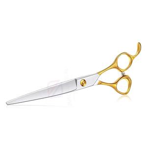 Ciseaux de toilettage pour animaux de compagnie en acier inoxydable tranchant, lame plaquée or à moitié, poignée ergonomique, haute qualité, réutilisables pour les poils d'animaux - Product Image 1
