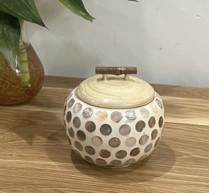 Pot en bambou de style luxueux avec finition nacre pour l'affichage intérieur, rangement de bougies, origine Vietnam - Product Image 3