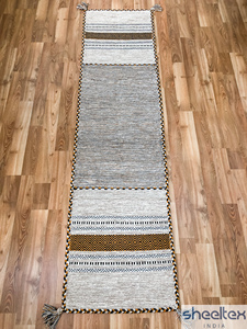 Modern Traditional Design Striped Ethnic Cotton <b>Runner</b> Rug Handcrafted and Handwoven <b>for</b> Home Use <b>Washable</b> - Product Image 4
