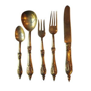 Handmade Wholesale Knife Fork Spoon Silverware Embossed Design Stainless Steel Flatware Metal <b>Cutlery</b> <b>Set</b> - Product Image 2