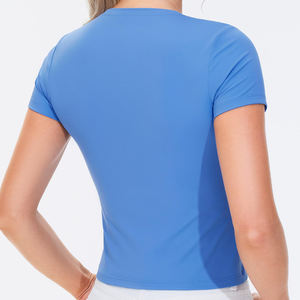 เสื้อยืดออกกำลังกายผ้าโพลีเอสเตอร์เนื้อนุ่มระบายอากาศได้ดีสำหรับผู้หญิงสวมใส่แนวสปอร์ต - Product Image 6