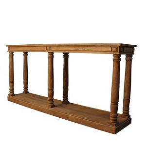 Grande table console antique de style piédestal en teck massif, fabriquée à la main, garantie de 2 ans - Série Raphael - Product Image 1
