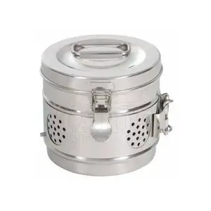 Surgical Hospital Holloware Cotton Bin Stainless Steel Dressing Drums & Forceps Jars