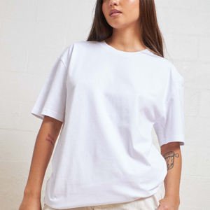 Camiseta Casual para Mujer, 220g, Poliéster/Algodón Grueso, con Logotipo, Manga Corta, Corte Holgado, Diseño Personalizado, Estampada, Tallas Grandes, Lisa - Product Image 4