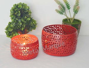 Bougie chauffe-plat miniature en métal de style classique, décoration d'intérieur moderne et rustique, bougie chauffe-plat rouge pour la maison - Product Image 3