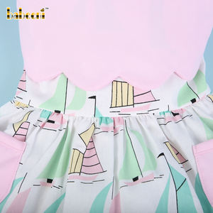 Venta al por Mayor de Ropa de Bebé Personalizada 100% Algodón de Lujo con Burbujas de Aire, Bordado a Mano con Diseño de Velero, Cierre de Botones, Primavera Verano - Product Image 5