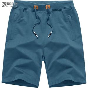 กางเกงขาสั้นผ้าฝ้าย100% สำหรับผู้ชายกางเกงขาสั้นเอวเชือกผูกแบบลำลองระบายอากาศได้ดีสีพื้นใหม่ & ย้อมสีล้วนสำหรับฤดูร้อน - Product Image 1