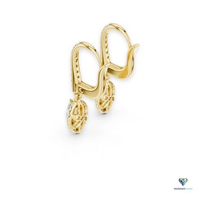 Yellow <b>Gold</b> Marquise Halo Drop <b>Earrings</b> 0.85 CT Lab Grown Diamond in 18K Solid <b>Gold</b>, Elegant <b>Dangle</b> <b>Earrings</b> for Women - Product Image 3