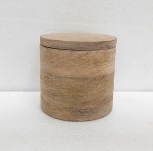 Venta al por mayor a granel Venta caliente 2024 caja de almacenamiento de diseño de forma redonda de madera natural con tapa para almacenamiento de cocina hecho a mano personalizado - Product Image 3