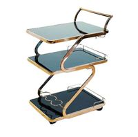 Nouvelle Arrivée Chariot de Service à 3 Niveaux avec Poignée Réglable, Conception Pliable, Construction en Fer et Bois pour la Maison, l'Hôtel et le Bureau
