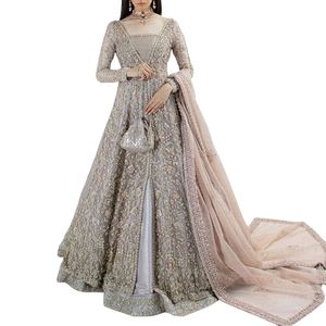 Luxury Bridal <b>Wedding</b> <b>Dress</b> With <b>High</b> <b>Neck</b> <b>Lace</b> Detail Long Train Elegant Style For Traditional And Modern Bride Ceremony - Product Image 5