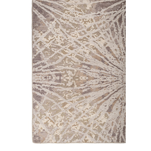 Tapis rectangulaire en laine et soie de bambou noué à la main Kavi gris et noir, design Théorie du Chaos, nouveau tapis de salon EBSh-400 - Product Image 4