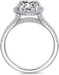 แหวนหมั้นทองคำแท้ 14K ดีไซน์โรแมนติกสำหรับผู้หญิง ประดับเพชรแล็บโกรว์แบบ Halo Setting เหมาะสำหรับงานแต่งงาน งานครบรอบ หรือเป็นของขวัญเครื่องประดับชั้นดี - Product Image 5