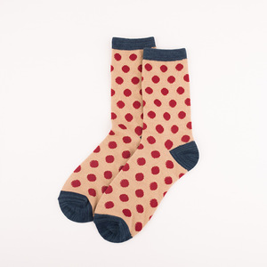 ODM mujeres Vintage Polka Dot Crew calcetines Retro algodón cálido Casual lindo calcetines de punto fábrica a granel personalizado al por mayor - Product Image 2