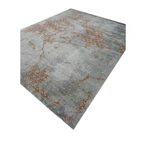 Tapis Kavi Bleu en Laine et Soie de Bambou Noué à la Main Hidden Esk-640(3D) Classique 9x12 Rectangulaire Motif Abstrait pour Couloir et Maison - Product Image 2