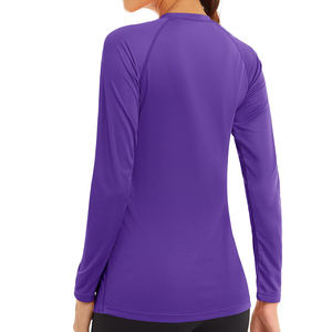 Servicio OEM Cuello redondo Slim-Fit Rash Guard Camisetas Protección de la piel para uso al aire libre Mangas largas Rash Guard para mujeres - Product Image 6