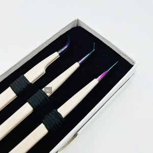 Pinzas de pestañas blancas y arcoíris de acero inoxidable de alta calidad, pinzas de pestañas profesionales sostenibles con logotipo personalizado - Product Image 3