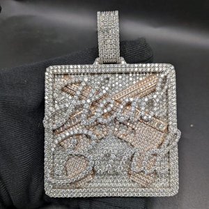Colgante de Plata de Ley 925 con Baño de Rodio y Diamantes de Moissanita VVS, Estilo Hip Hop, Lujoso, Brillante, para Uso Diario - Product Image 1