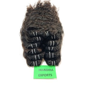 100% Machine double trame cheveux naturels vendeur soyeux faisceaux ondulés couleur noire vierge temple indien extensions de cheveux humains - Product Image 3