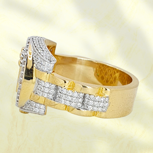 Luxe Hip Hop Glacé Couronne Anneau Hommes Bijoux Deux Tons Or Argent Plaqué Plein Diamant Pierres Rappeur Streetwear Mode - Product Image 5