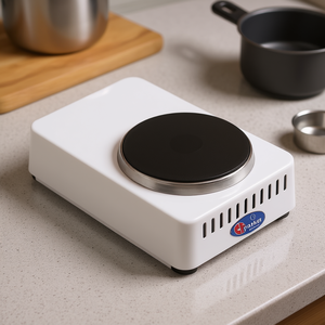 Table de cuisson électrique 1 zone CF Parker blanche 450W, plaque chauffante modèle 5310P avec zone de cuisson PFO10PB 11.5x17x6cm - Product Image 3