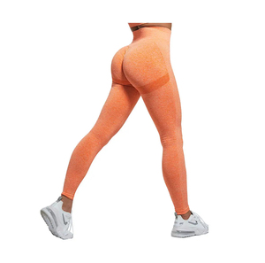 Leggings de fitness personnalisés de haute qualité pour femmes, vêtements minces élastiques en pur coton à tricoter avec logo à la taille - Product Image 3