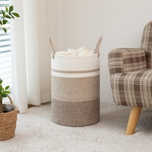 Cesta de ropa ecológica de macramé tejido a mano grande Diseño de cuerda de algodón colorido Almacenamiento de ropa multiusos Tarifa al por mayor - Product Image 4