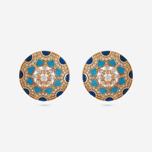 Zircon <b>Stud</b> <b>Earrings</b> for Party Flower Geometric Design Trendy Vintage Gold Plated Pearl or Diamond Accent - Product Image 1