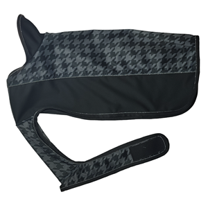 เสื้อโค้ทสุนัขลายตารางหมากรุกสีดำเทา พับเก็บได้ น้ำหนักเบา สายรัดปรับได้ ทันสมัย เสื้อแจ็คเก็ตสำหรับสัตว์เลี้ยงในฤดูหนาว ให้ความสบายในอากาศหนาว - Product Image 4