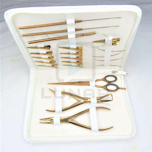 Rose Gold Professional <b>Hair</b> <b>Extension</b> <b>Tools</b> Kit With Two Hole Plier <b>Hair</b> Clip Multipurpose Large Scissor <b>Hair</b> Parting <b>Tools</b> - Product Image 3