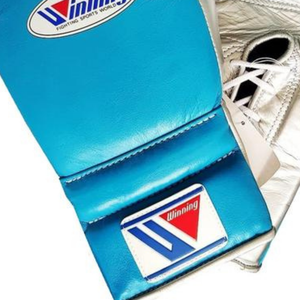 Gants de boxe à lacets Winning, bleu ciel argenté, cuir véritable de qualité supérieure, gants d'entraînement et de combat professionnels, 8oz 10oz 12oz 14oz 16oz - Product Image 4