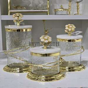 Juego de botes de tapa de mariposa hechos a mano de diseñador de calidad superior estilo martillado vidrio y tapa almacenamiento de alimentos tarro de galletas - Product Image 3