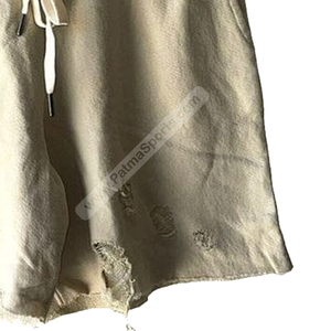 <b>Black</b> Custom Distressed French Terry Cotton <b>Shorts</b> Streetwear Raw Edge Heavyweight Casual Gym <b>Shorts</b> for <b>Men</b> - Product Image 4